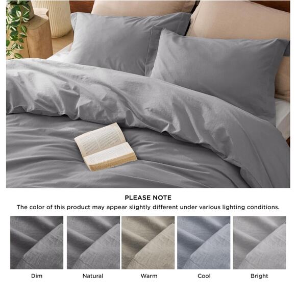 Bedsure Duvet Cover Queen -3 Pieces (Gray, Queen, 90"x90") - Picture 5 of 7